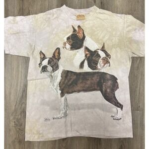 VTG‎ 2002 The Mountain Boston Terrier Dog T-Shirt L Barbara Keith
